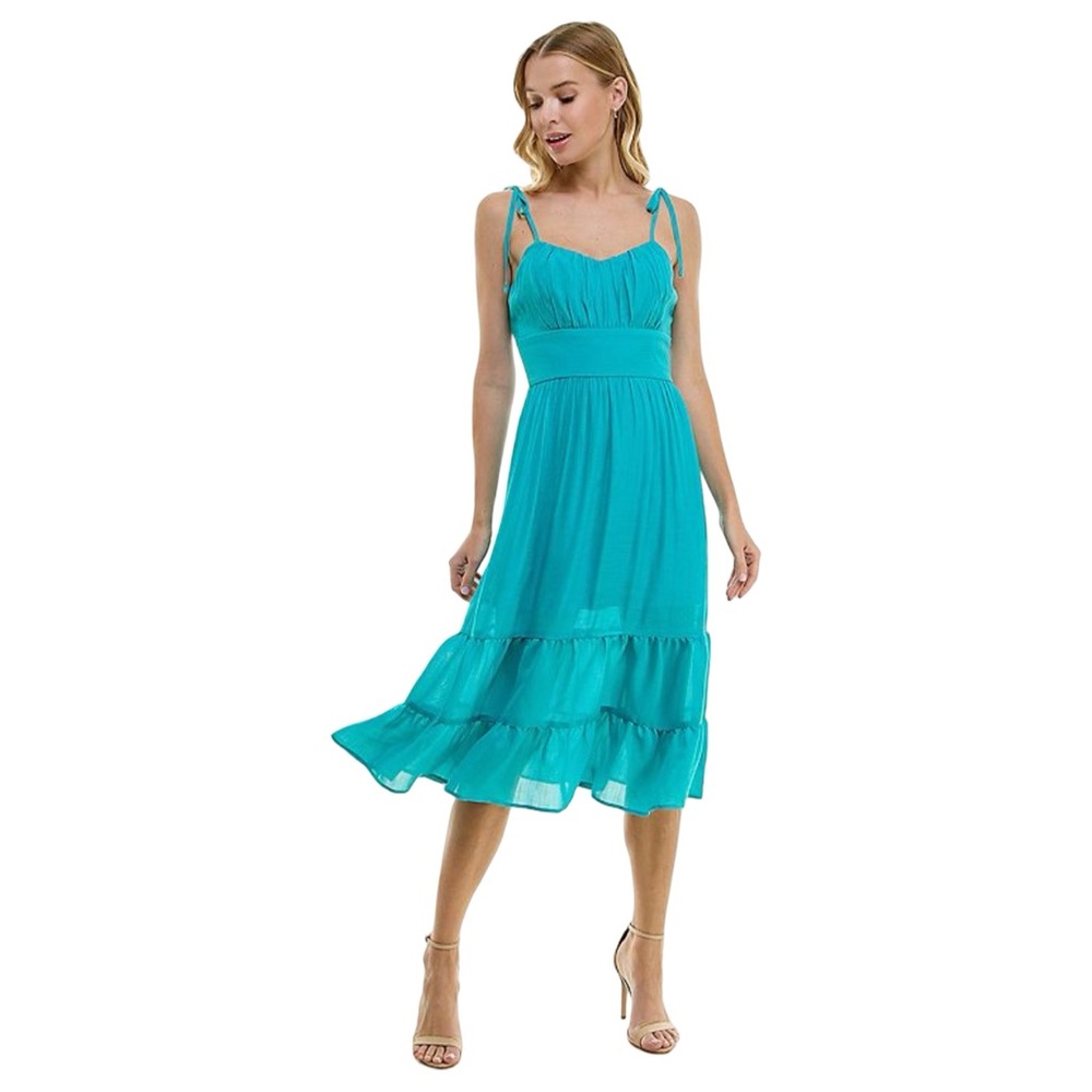 Lily Rose Vibrant Teal Tiered Midi Dress